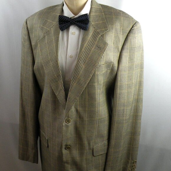Valentino Saks Fifth Ave Men’s Glen Plaid Blazer Silk/Wool 40L - Picture 1 of 11